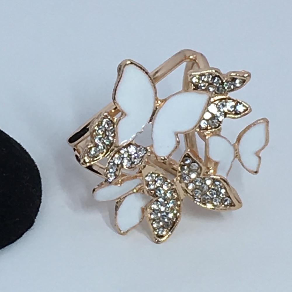 Scarf Slide White & Gold Butterfly